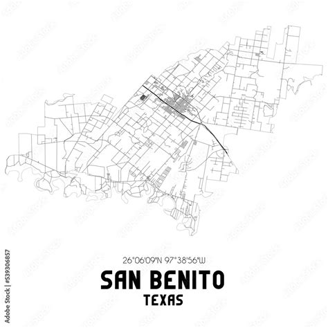 San Benito Texas. US street map with black and white lines. Stock ...