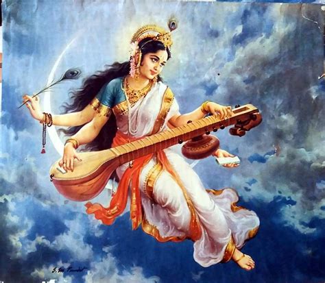 Painting Of Goddess Saraswati – Warehouse of Ideas