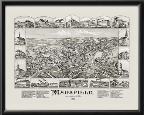 Mansfield MA 1888 Restored Map | Vintage City Maps