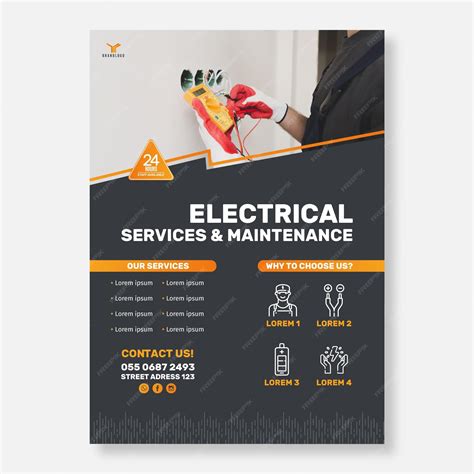 Free Vector | Electrician vertical flyer template