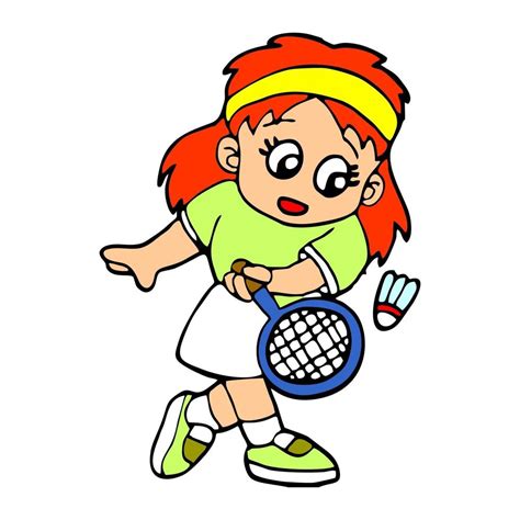 ilustración de dibujos animados de niñas jugando al bádminton 3076639 ...