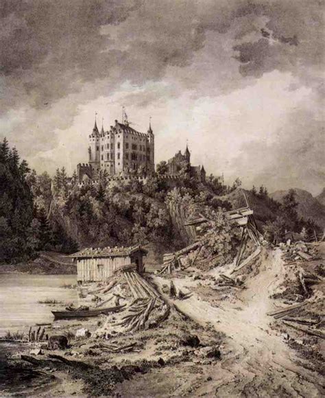 Füssen, Hohenschwangau Castle from the south east. Karl August Lebschée