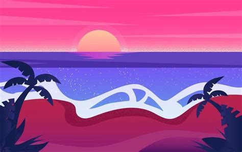 Beach Sunset Silhouette Vector Art, Icons, and Graphics for Free Download