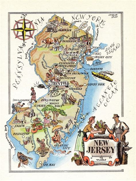 New Jersey Cartoon Map Whimsical Map Pictorial Maps - vrogue.co