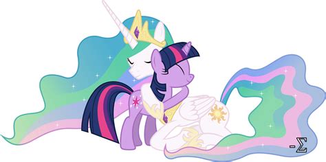 Princess Celestia and Twilight Sparkle Hugging (1) by 90Sigma on DeviantArt