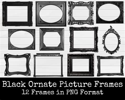 Vintage Picture Frame Clipart Black Frame PNG Ornate Picture Frame ...