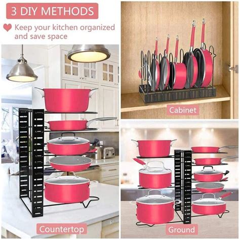 1pc Pots And Pans Organizer : Rack Under Cabinet, 8-Tier Kitchen ...