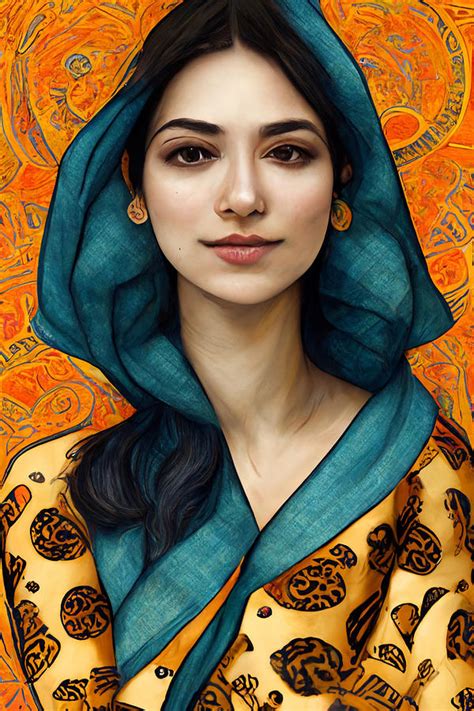 a stunning beautiful Iranian woman portrait with a Ka dbcfb030 8c86 49a5 887e b868488d1 Painting ...