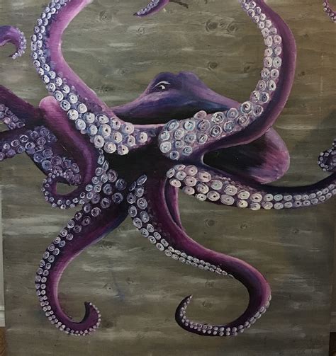 #Kraken Acrylic and wood stain on ply wood 4'x4' #Art #Painting #Acrylic #Purple #Octopus ...