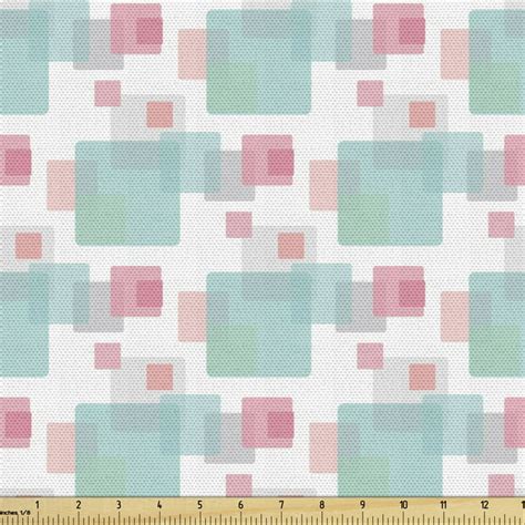 Pink and Blue Fabric by the Yard, Modern Pattern in Form of Rectangles ...