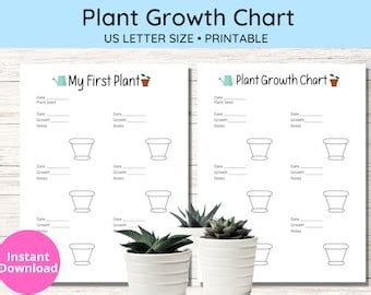 Plant Growth Chart for Kids First Plant Log US Letter PDF - Etsy