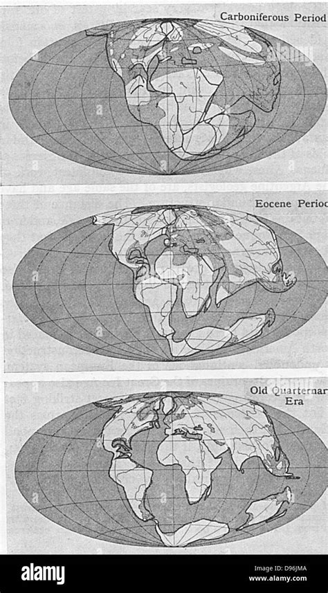 Diagram of continental drift from an article by Alfred Wegener (1880 ...