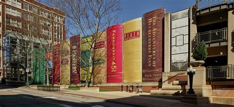 The "community bookshelf," as the façade of the facility's parking garage is often called, at ...