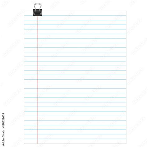 Sheet of lined paper or notebook paper texture with left margin Stock Vector | Adobe Stock