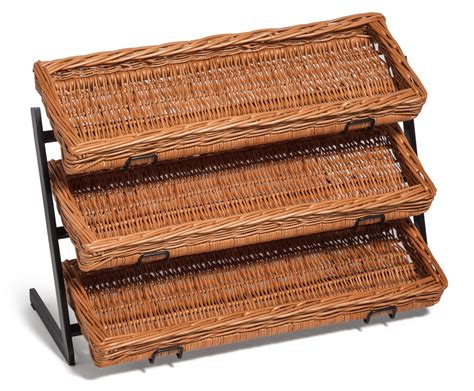 Wide Counter Top Display Stand with Willow Baskets — Prestige Wicker