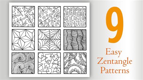 9 easy zentangle patterns for beginners step by step / Zentangle art ...