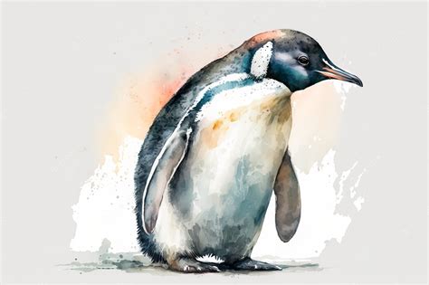 Premium AI Image | Watercolor penguin illustration white backgroundGenerative AI