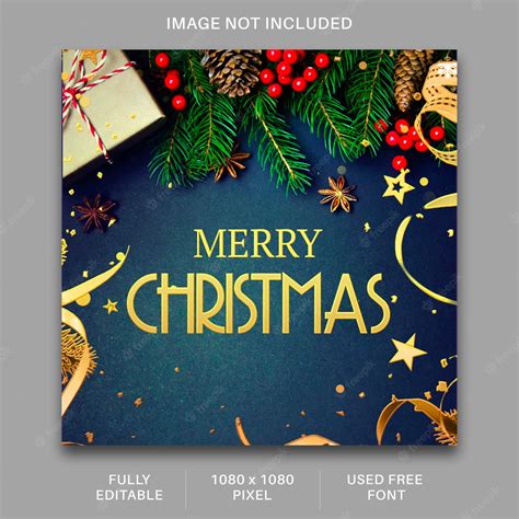 Premium PSD | Marry christmas party poster and social media design