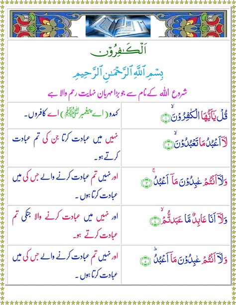 Read Surah Al-Kafirun Online with Urdu Translation