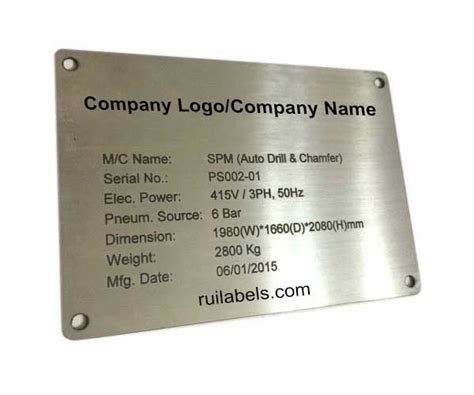 Equipment Nameplate Metal Marker Tags – Ruilabels