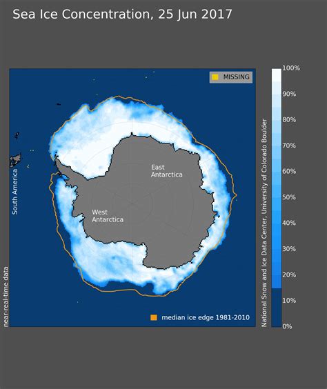 Antarctic sea ice levels have shrunk to record low levels for late June ...