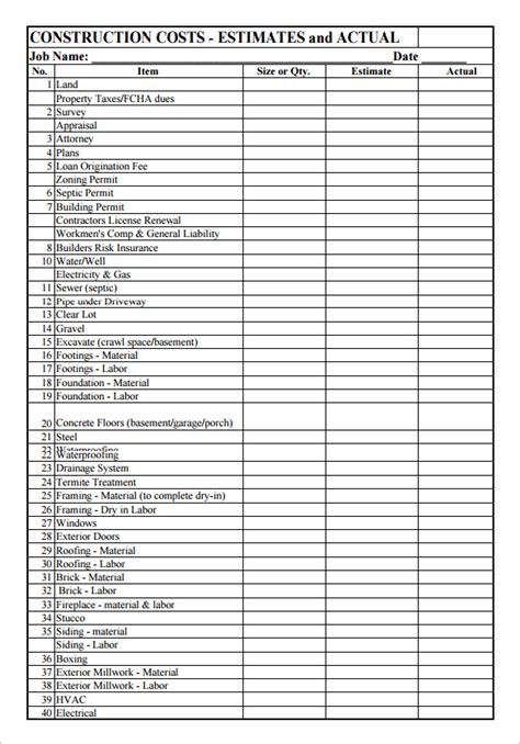 12+ Construction Estimate Templates - PDF, DOC, Excel | Free & Premium ...