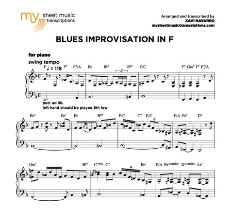 Blues Improvisation in F | sheet music (.pdf) • My Sheet Music Transcriptions