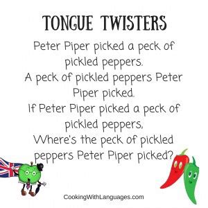 Tongue Twister.... Peter Piper picked a peck of pickled peppers. A peck ...