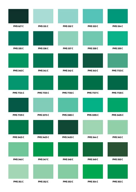 Pantone Color Chart Green