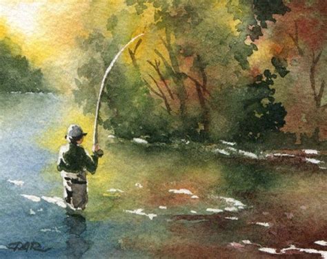 Fly fishing Art Print Hooked Up II Watercolor | Etsy | Fly fishing art ...