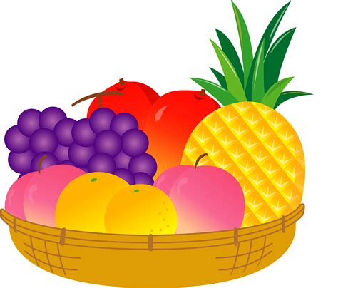 Fruit Basket Clipart Vector, Colorful Fruit Basket Clipart, Fruit ...