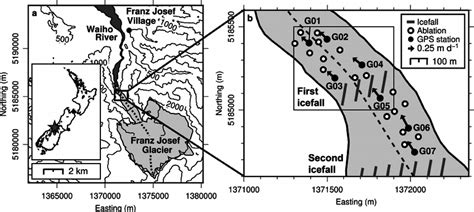 Franz Josef Glacier. (a) Star in inset map indicates the location of... | Download Scientific ...