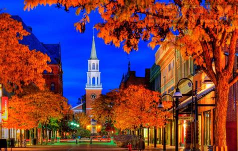 Church Street, Burlington, Vermont Autumn evening blue hour by LEX PIX, via 500px | Autumn ...