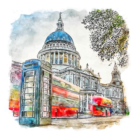 St. Paul's Cathedral London Watercolor sketch hand drawn illustration 12817552 Vector Art at ...