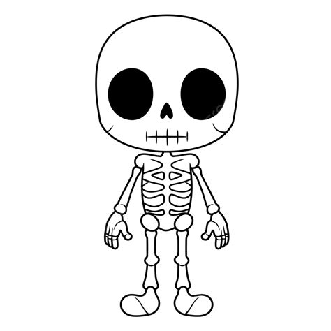 Cute Skeleton Coloring Page To Printout Outline Sketch Drawing Vector, Cartoon Skeleton Drawing ...