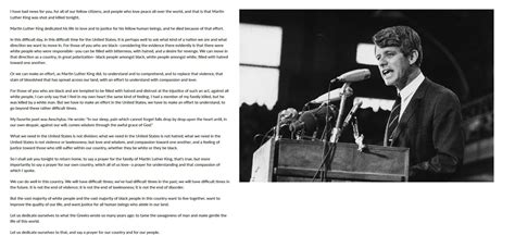 Robert F. Kennedy's speech on the assassination of Martin Luther King ...