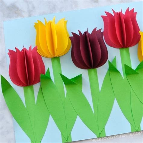 Gorgeous 3D Paper Tulip Flower Craft - I Heart Crafty Things