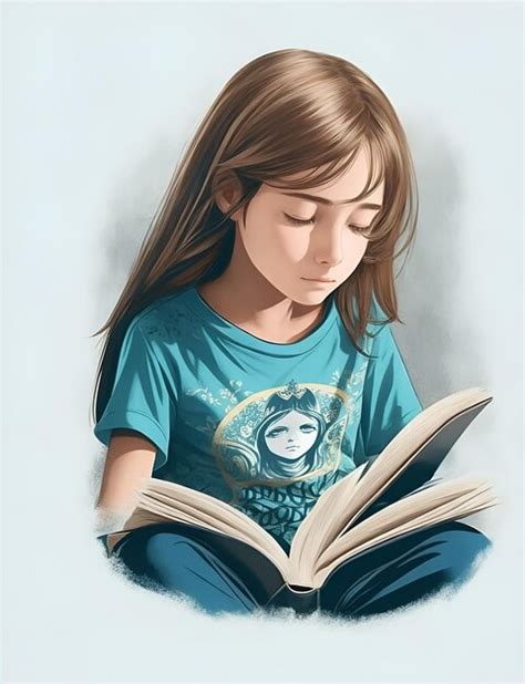 Premium AI Image | Illustration_A_girl_reading_a_book