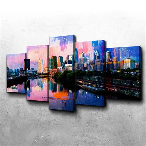 Abstract Philadelphia Skyline Canvas Set – Legendary Wall Art