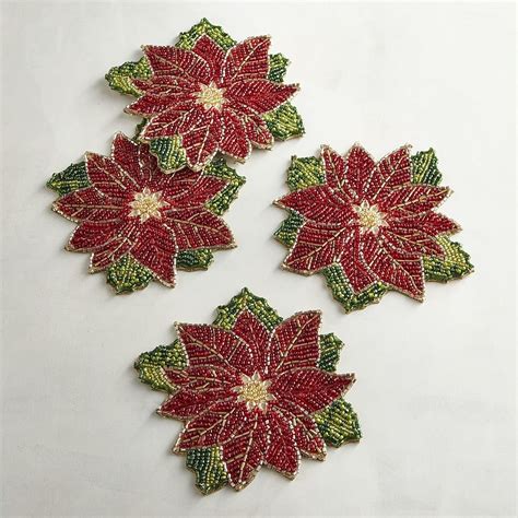 Beaded Poinsetta Coasters ($20 for a set of four) | Pier 1 Christmas Decor 2017 | POPSUGAR Home ...