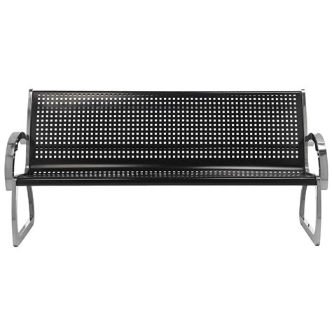 Commercial Zone 725001 Skyline Series 4' Black and Stainless Steel Indoor / Outdoor Bench