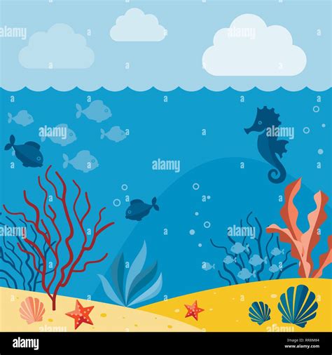 Underwater background. Background with marine animals. Summer background Stock Vector Image ...