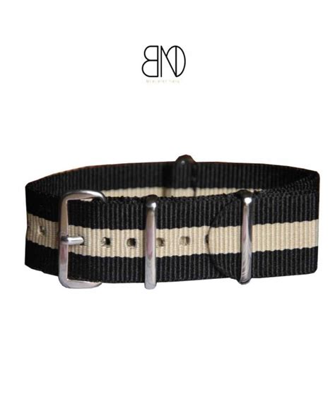 NATO Strap Black beige black 20mm