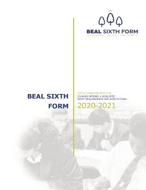 Fillable Online Beal Sixth Form Subject Entry Requirements With Campus ...