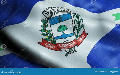 3D Waving Brazil City Flag of Limeira Closeup View Stock Illustration ...