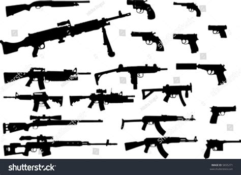 Vector Silhouettes Different Types Guns Stock Vector 5655271 - Shutterstock