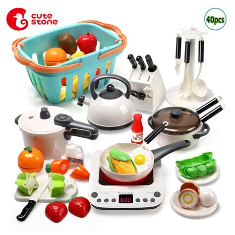 40Pcs Cookware Kitchen Cooking Set Pots & Pans Toy For Kids Girls Play ...