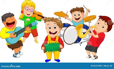 Illustration Of Children Playing Music Instrument Stock Vector - Image ...