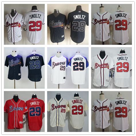 2017 100% Stitched #29 John Smoltz 1995 1973 Throwback Atlanta Braves Mlb Baseball Jerseys Blue ...