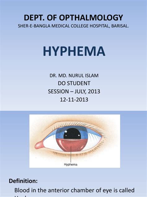 hyphema-140917144203-phpapp02ths | Medical Specialties | Ophthalmology